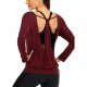 Burgundy Women's Comfortable Long Sleeve Top Exercise Running