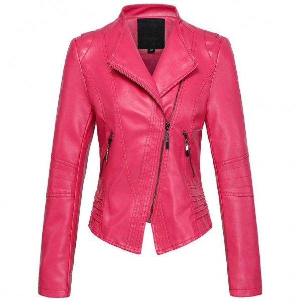 Rose Women's Elegant Leather Outer Wear Lightweight