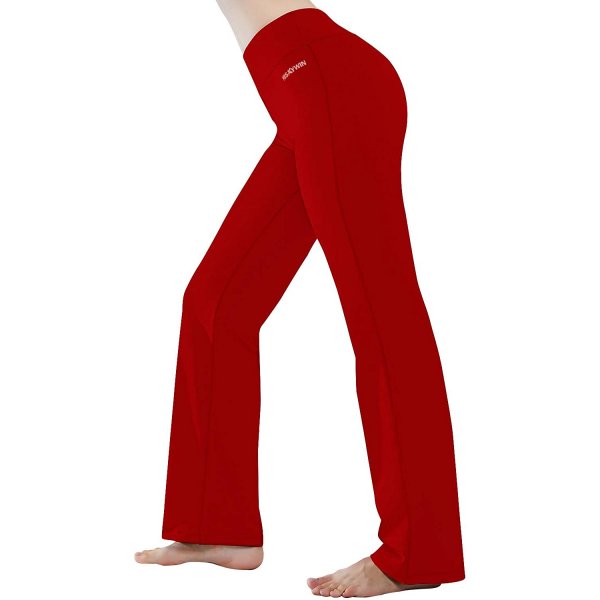 Red Women Formal Yoga Trousers Soft For Daily Sport