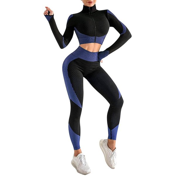 A-blue Female Casual Yoga Suit Workout Fitness Sport Suit