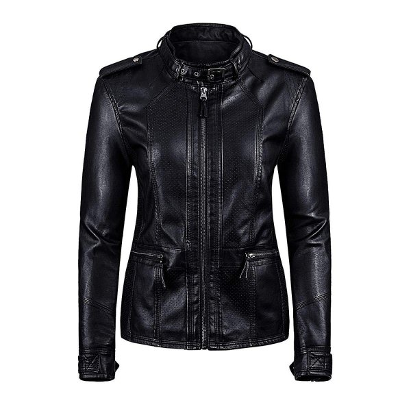 Black-98 Lady Formal Leather Outer Wear Lightweight