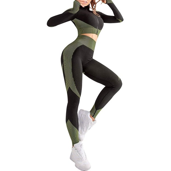 A-green Lady Fashion Yoga Suit Soft For Running Sport